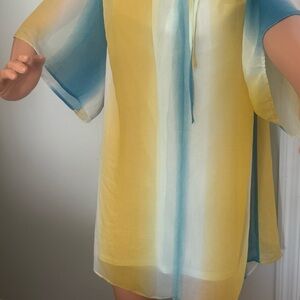 entro Yellow and Blue Ombre Tunic Top